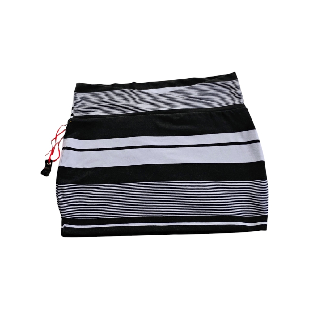 Poof! Black and White Striped Pencil Skirt